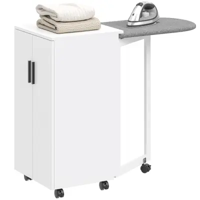 HOMCOM Omara za likalno desko iverna plošča, 100 % poliester 99,5D x 43Š x 83V cm Bela