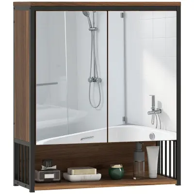 HOMCOM Ogledalna omara MDF, iverna plošča 56D x 20Š x 65V cm Rjava