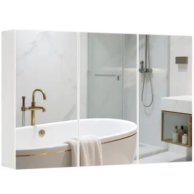 HOMCOM Ogledalna omara iverna plošča, steklo 90D x 15,5Š x 60V cm Bela