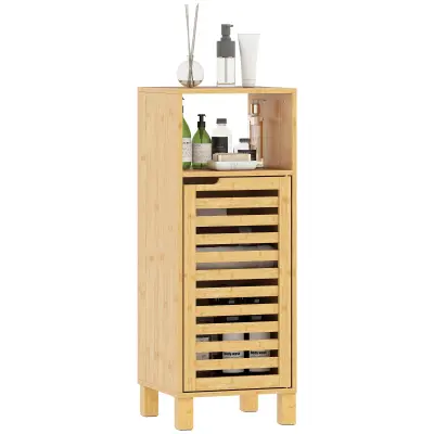 HOMCOM Kopalniška omara bambus 30D x 30Š x 80V cm Naravni les