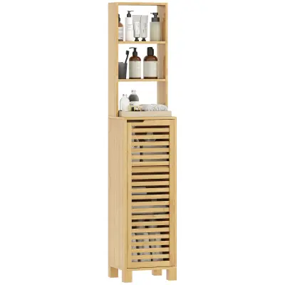 HOMCOM Kopalniška omara bambus 34D x 30Š x 170V cm Naravni les