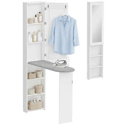 HOMCOM Omara za likalno desko MDF, lan 106D x 35Š x 174V cm Bela