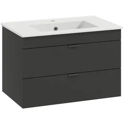 HOMCOM Omara pod umivalnikom MDF, keramika 76D x 46Š x 50V cm Črna