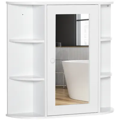HOMCOM Ogledalna omara MDF, steklo 66D x 17Š x 63V cm Bela