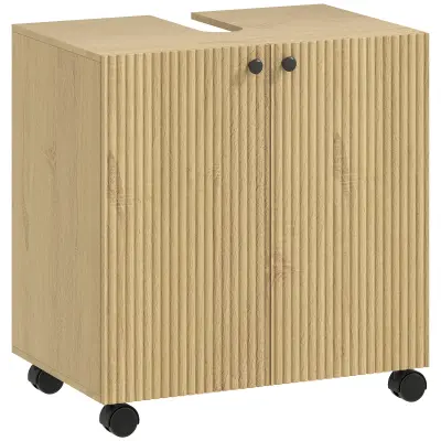 HOMCOM Omara pod umivalnikom iverna plošča, MDF 60D x 39,8Š x 62V cm Naravni les