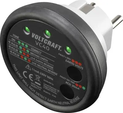 VOLTCRAFT VC40 tester vtičnic CAT II 300 V