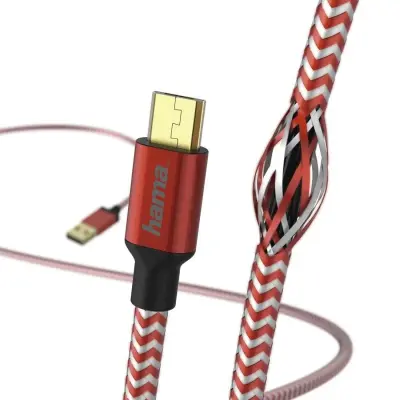 HAMA Data Reflected microUSB 1,5 m mikro USB kabel, rdeč 201556