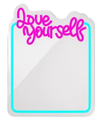 FOREVER TF1 Love Yourself Barvito neonsko LED ogledalo svetlo modro in roza