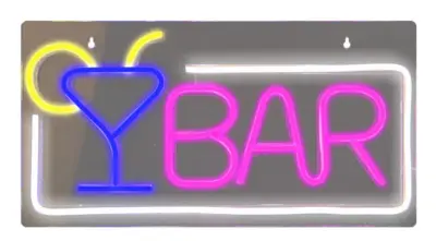 SBS Bar viseči neonski LED znak roza/večbarvni