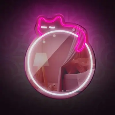 Barvit LED neon z ogledalom FOREVER TF1 Sleeping Cat FMNE03 bela in roza