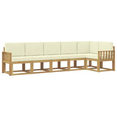 vidaXL Zunanja garnitura za sedenje 6 pcs Bela in krem Poliester