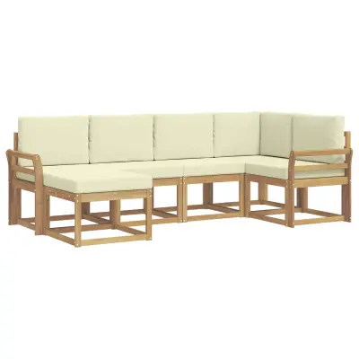 vidaXL Zunanja garnitura za sedenje 6 pcs Bela in krem Poliester