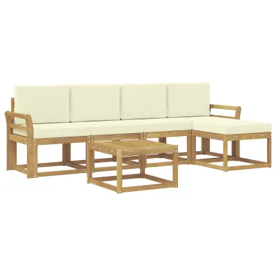 vidaXL Zunanja garnitura za sedenje z blazino 6 pcs Bela in krem