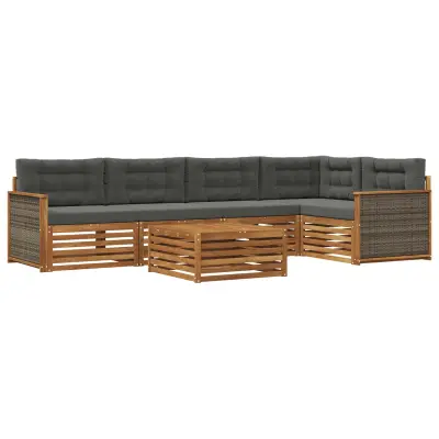 vidaXL Zunanja garnitura za sedenje 6 pcs Naravna in antracitna