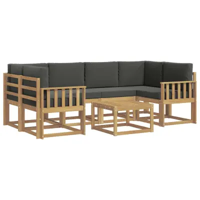 vidaXL Zunanja garnitura za sedenje z blazino 7 pcs Bela in antracit