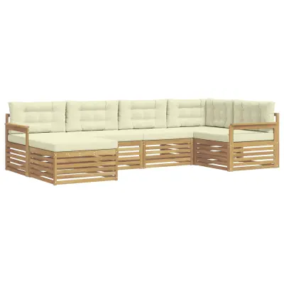 vidaXL Zunanja garnitura za sedenje 6 pcs Bela in krem Poliester