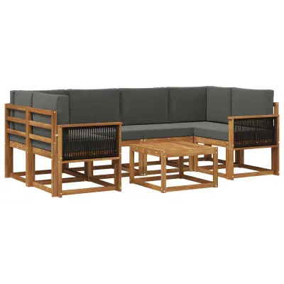 vidaXL Zunanja garnitura za sedenje 5 pcs Naravna in antracitna