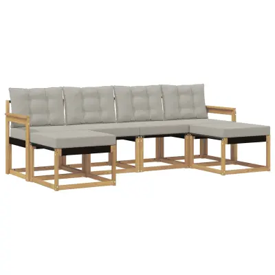 vidaXL Zunanja garnitura za sedenje 6 pcs Bela in svetlo siva