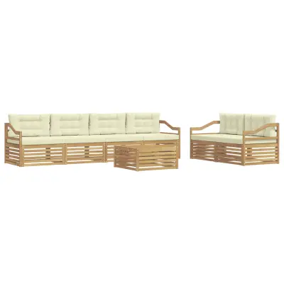 vidaXL Zunanja garnitura za sedenje 7 pcs Bela in krem Poliester