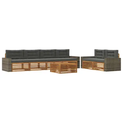 vidaXL Zunanja garnitura za sedenje 7 pcs Naravna in antracitna