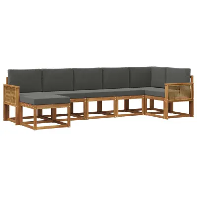 vidaXL Zunanja garnitura za sedenje 7 pcs Naravna in antracitna