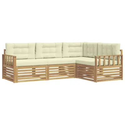 vidaXL Zunanja garnitura za sedenje 5 pcs Bela in krem Poliester