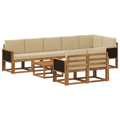 vidaXL Zunanja garnitura za sedenje 9 pcs Naravna in bež Poliester