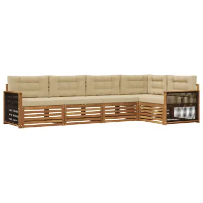 vidaXL Zunanja garnitura za sedenje z blazino 5 pcs Naravna in bež