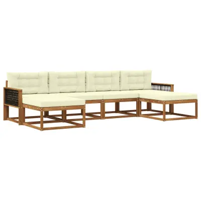 vidaXL Zunanja garnitura za sedenje z blazino 6 pcs Naravna in smetana