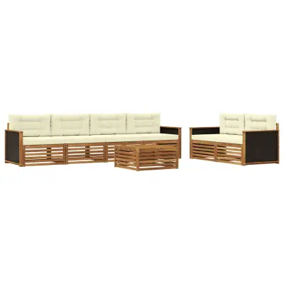 vidaXL Zunanja garnitura za sedenje 7 pcs Naravna in smetana Poliester
