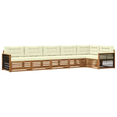 vidaXL Zunanja garnitura za sedenje z blazino 6 pcs Naravna in smetana