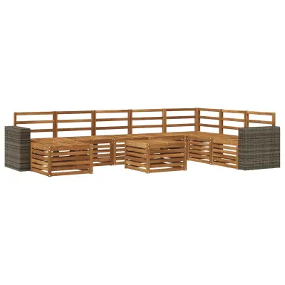 vidaXL Zunanja garnitura za sedenje 9 pcs Naravna Masiven les akacije