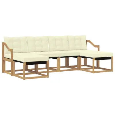 vidaXL Zunanja garnitura za sedenje z blazino 6 pcs Bela in krem