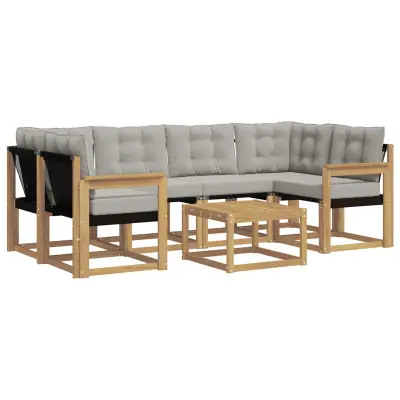 vidaXL Zunanja garnitura za sedenje 7 pcs Bela in svetlo siva