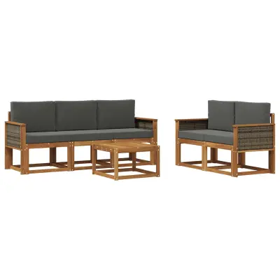 vidaXL Zunanja garnitura za sedenje 6 pcs Naravna in antracitna