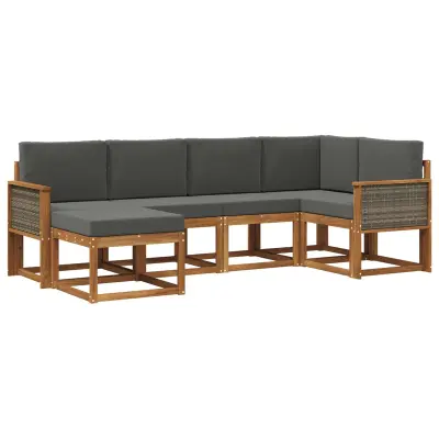 vidaXL Zunanja garnitura za sedenje 6 pcs Naravna in antracitna