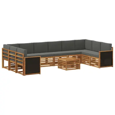 vidaXL Zunanja garnitura za sedenje 8 pcs Naravna in antracitna