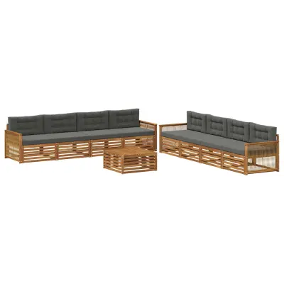 vidaXL Zunanja garnitura za sedenje 9 pcs Naravna in antracitna