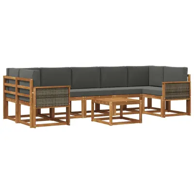 vidaXL Zunanja garnitura za sedenje 6 pcs Naravna in antracitna