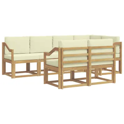 vidaXL Zunanja garnitura za sedenje 7 pcs Bela in krem Poliester