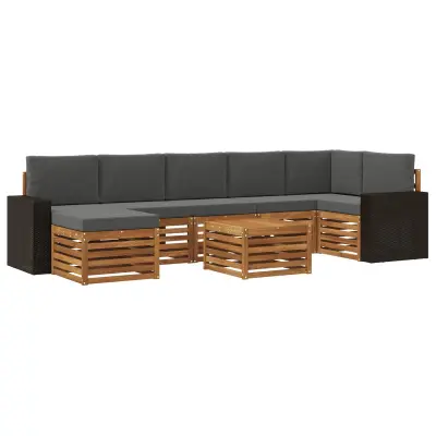 vidaXL Zunanja garnitura za sedenje 8 pcs Naravna in antracitna