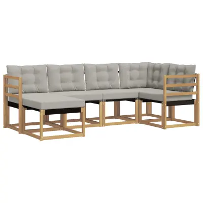 vidaXL Zunanja garnitura za sedenje 6 pcs Bela in svetlo siva