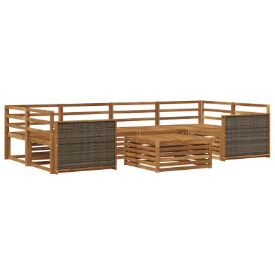 vidaXL Zunanja garnitura za sedenje 7 pcs Naravna Masiven les akacije