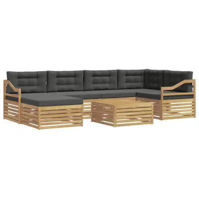 vidaXL Zunanja garnitura za sedenje z blazino 7 pcs Bela in antracit