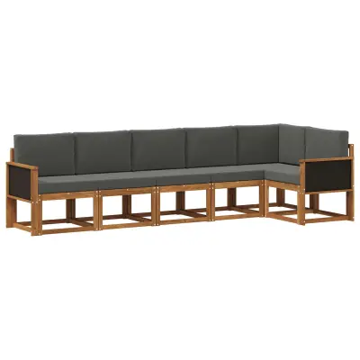 vidaXL Zunanja garnitura za sedenje 6 pcs Naravna in antracitna