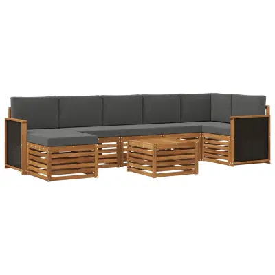 vidaXL Zunanja garnitura za sedenje 7 pcs Naravna in antracitna
