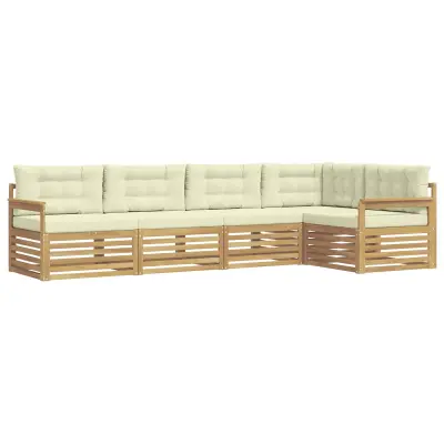 vidaXL Zunanja garnitura za sedenje 6 pcs Bela in krem Poliester