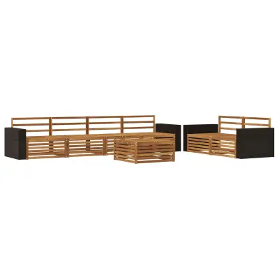 vidaXL Zunanja garnitura za sedenje 7 pcs Naravna Masiven les akacije