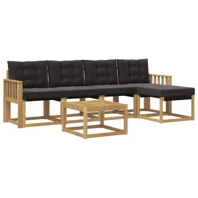 vidaXL Zunanja garnitura za sedenje z blazino 6 pcs Bela in črna