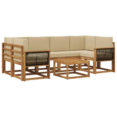vidaXL Zunanja garnitura za sedenje z blazino 5 pcs Naravna